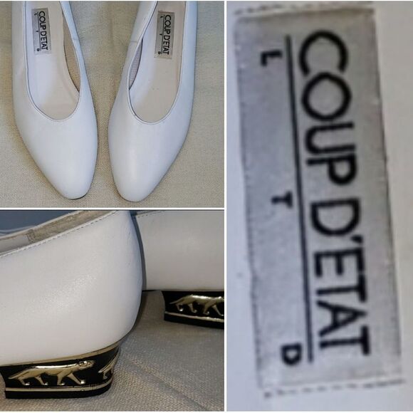 VNTG Coup D'etat White Leather Panther Shoes - Picture 1 of 8